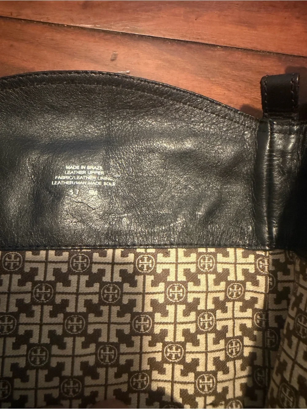 Tory Burch Black Leather Riding Boots with Gold Buckle - Picture 7 of 13